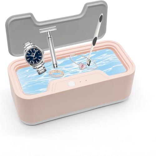 GothicBride Ultraschallreinigungsgerät Brille 45000 Hz, Ultraschallreiniger | 500ml mit 3 Reinigungsmodi und Kleiner Korb, Ultrasonic Cleaner zum Reinigen von Uhren, Schmuck, Münze, Rasierkopf(Rosa)