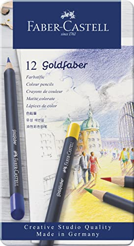 Faber-Castell 114712 - Farbstifte mit permanenter Ölkreidemine Goldfaber, 12er Set