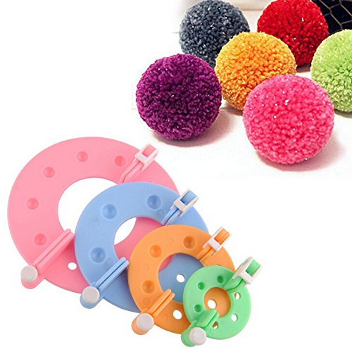 Itian 4 Größen Pom Pom Maker Fluff Kugelweber für Mützen Schals Kleidung Strickmütze