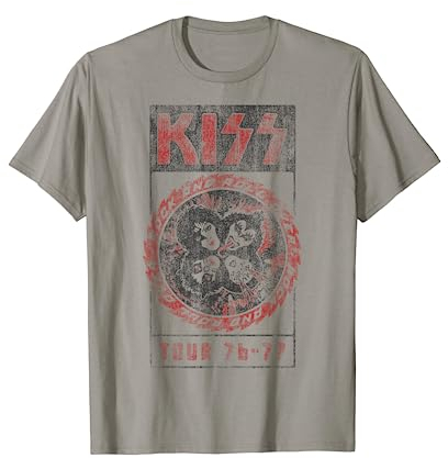 KISS - Rock'n'Roll Over Vintage T-Shirt Grau S Klassische Passform Crew-Kragen Halbarm Unisex Erwachsene