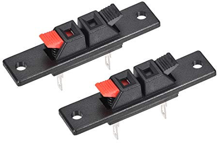 sourcing map 2 Ways Spring Speaker Terminal Clip Push Release Connector Audio Cable Terminals Strip Block Black Red WP2-35 2Pcs