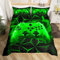 Gamer Bedding Set Kids Gaming Duvet Cover Set Boys Teens Video Game Comforter Cover Smoky Style Geometry Bedspread Cover Green Bedroom Decor Quilt Cover with 2 Pillow Case Zipper Double