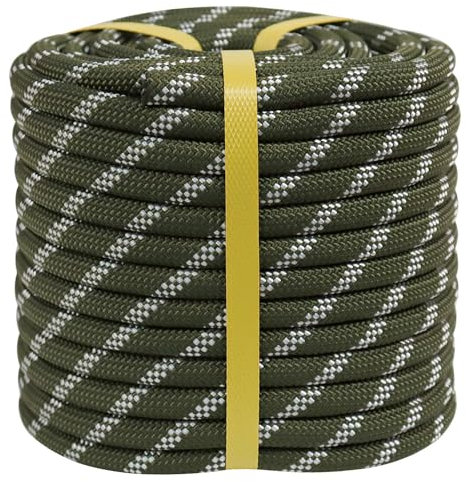 CRAYZA Double Braided Arborist Rigging Rope (1/2 in x 50 ft) Polyester Rope Climbing Rope 48 Strands for Tree Work Climbing Pulling Swing Sailing, ArmyGreen