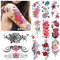 LEADTEAM 12 Feuilles Faux Tatouage, Tatouage Ephemere Femme Autocollant 3D Couleur Rose Fleur Tatouage Bras, Tatouage Temporaire Femme Adhésif Adulte Collage