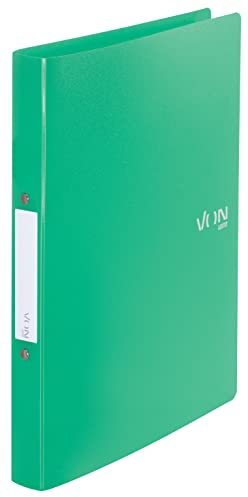 VON Leitz Ringordner A4, Mit 2 Ringen, PP-Ordner, 30 mm Rückenbreite, Für 190 Blatt, Ringmechanik, Für Schule, Studium & Haushalt, 5 Stück, Grün, 42470055