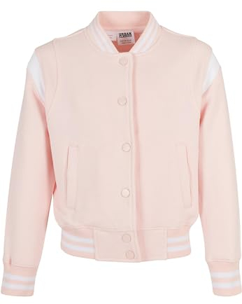 Urban Classics Damen Girls Inset College Sweat Jacket pink/White, 146/152