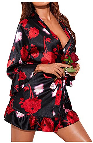 Vestaglie Corta Donna Invernale Pile Camicia da Notte con Cintura Pigiama con Cappuccio Caldo Sexy Vestaglia Manica Lunga in Peluche Vestaglia con Cappuccio Sexy Vestaglia in Peluche Invernale