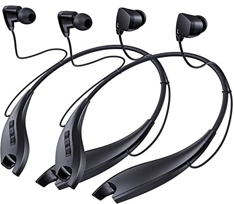 YOSDOM Neckband Bluetooth Headphones, Around The Neck Headphones 24H+ Playtime, Bluetooth Headsets with Call Vibration, Shark Jaw Design Wireless Earbuds+Noise Isolation/Mic/IPX7 Waterproof, 2 Pack