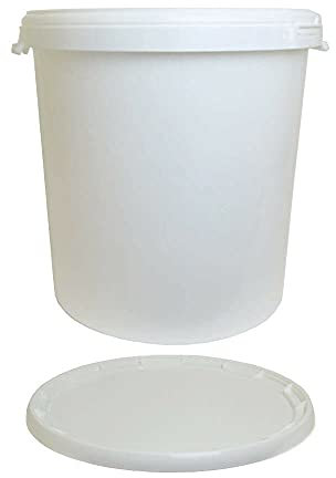 JMS we create smile - 25L White Plastic Plasterer Bucket With Airtight Lids Hard Wearing for Construction Paint/Cement Mixing Bucket.