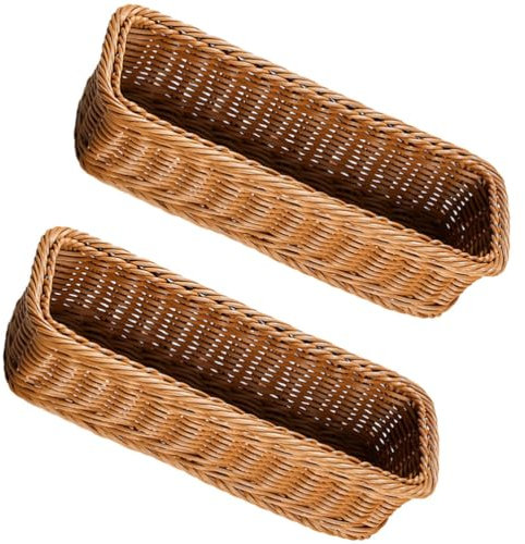 Cabilock 2 Pezzi Cesto Per Posate In Vimini Cestini Intrecciati Rettangolari Contenitori Porta Utensili In Rattan Intrecciato Organizzatore Per Posate Portaposate In Per