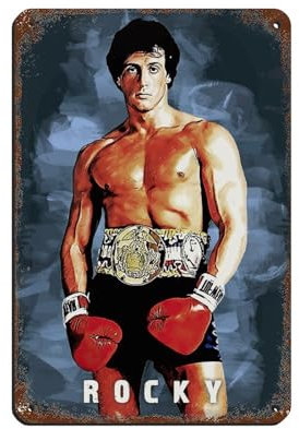 OakiTa Rocky Balboa Vintage Boxing Poster Blechschild Vintage Metall Pub Club Cafe Bar Home Wandkunst Dekoration Poster Retro 20 x 30 cm