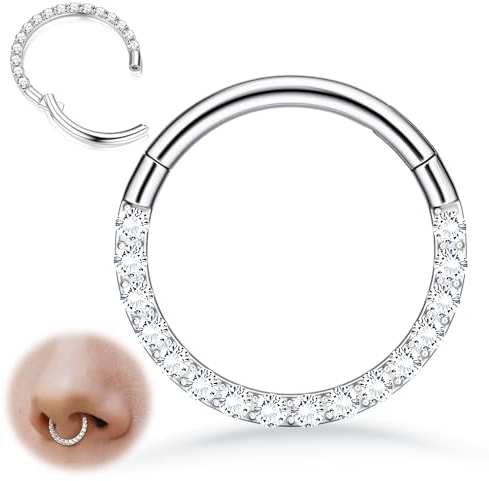 Diamday 316L Nasenpiercing Ring 18G Helix Piercing Schmuck Knorpel Ohrringe , Conch Daith Helix Ohrringe mit Cubic Zirkonia Opal Edelstahl Conch nasenring piercing