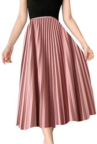 Skang Damen Boho Rock Damen Lang Drapierter Faltenrock, halblanger Rock für Damen, mittellang, hohe Taille, A-Linie, halber Rock Du Sie Er Und Wir