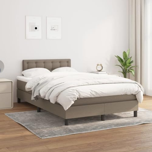 QZZCED Hotelbett Gästebett Familienbett Tagesbett Boxspringbett mit Matratze Taupe 120x200 cm Stoff für Schlafzimmer, Gästezimmer