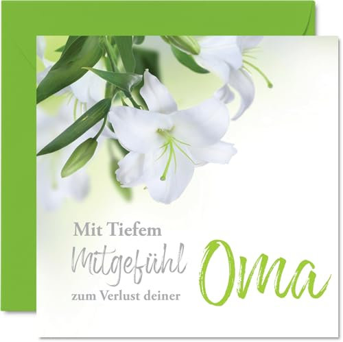 Stuff4 Trauerkarte Oma - Tiefem Mitgefühl - Enkel Enkelin Beileidskarten Kondolenzkarte Beileidskarte für Freunde Familie, 145mm Trauerkarten mit Umschlag Glückwunschkarten