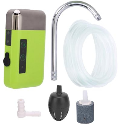 Namvo Sauerstoffpumpe, 3 Modi, ABS-Aquarium-Luftpumpe mit USB-Aufladung mit Dreifach-Filterung, Smart-Sensor, LED-Licht, 240 cm, ideal zum Angeln, für Aquarien usw