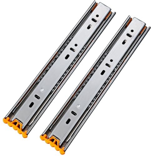 Schubladenschienen aus Edelstahl, Vollauszug, Kugellager, Seitenmontage, sanft schließend, 45 cm, leiser Puffer für Kleiderschrank, Schubladenauszüge