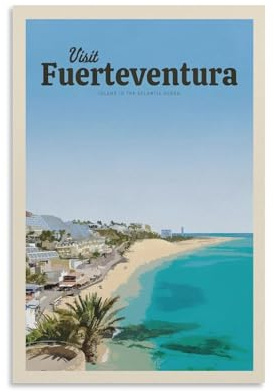 Fbaoda Fuerteventura Poster, Motiv: Vitger, Reiseposter, Leinwandkunst, Wanddekoration, Zimmer, Hausdekoration, Schlafzimmer, Büro, Poster, Drucke, Wandkunst, Paitings, rustikale Heimdekoration für