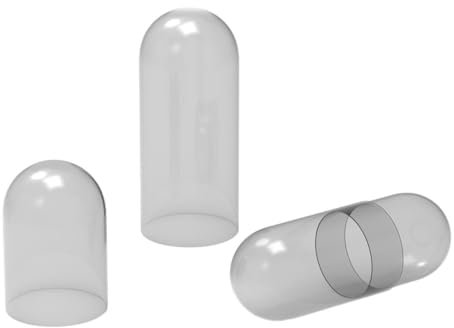 Pure Capsules® Lot de 1 000 capsules de gélatine vides séparées par le haut du corps transparent Taille 5 – Capsules séparées en deux pièces, taille 5, taille la plus petite, certifiées casher – Sans