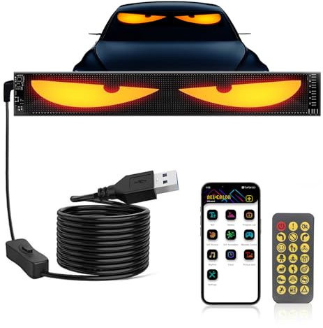 AUORUSI Ojos LED Para Camiones, 120 x 595 mm Luces LED para Ojos de Coche, Gran Pantalla Flexible Programable para Coche, para, Camiones, Bar, Diseño Dinámico DIY