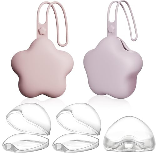 5 Stück Schnullerbox,2 Stück Silikon Schnulleraufbewahrung und 3 Stück Transparent Plastik Schnullerboxen,Portable Dustproof Schnullerbox,Silikon Schnuller Aufbewahrungsbox,Baby Schnullertasche