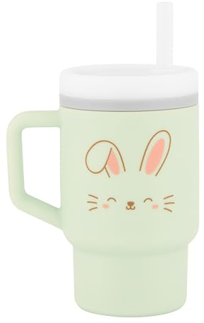 INFANTINO My 1st Tumbler, Silicone Sippy Cup with Straw & Handle, Spill-Resistant Baby Cup for On-the-Go, BPA-Free Transition Bottle, Bunny