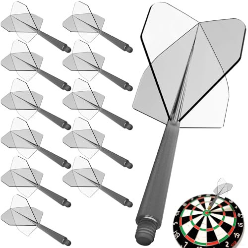Pyroclasia 12 STK Darts Flights mit Schaft Stabil Darts Zubehör Fusion Flights Dart Flyer mit Schaft Integrierte Festen Flights Kunststoff Dartschäfte Shaft Flight System Kombi(2BA) (Schwarz)