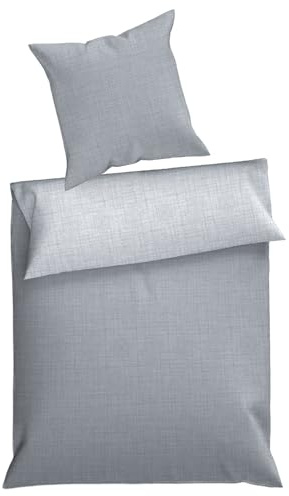 Dyckhoff Uni, Bettwäsche Set, 155x220, 100% Baumwolle, Oeko-Tex, grau | 2-teilig, mit 80x80 Kissenbezug, hochwertiges Renforcé, zertifizierte Qualität, langlebig