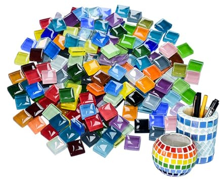 500 g Mosaïque Verre 1x1 cm – Environ 600 Pièces Mini Carreaux Carrés Multicolores pour DIY, Bricolage, Décoration, Art & Loisirs Créatifs