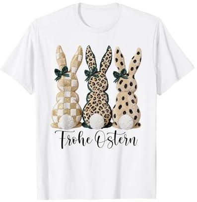 Frohe Ostern Hasen Vintage Leo Karo Punkte Print Oster Deko T-Shirt