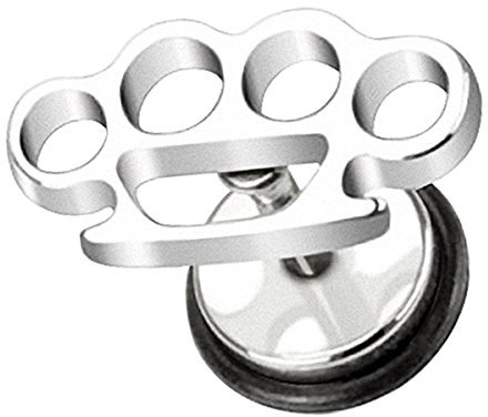 Piersando Ohrring Fake Ohr Plug Flesh Tunnel Piercing Ohrstecker Stecker Stab Runde Platte Schlagring Silber