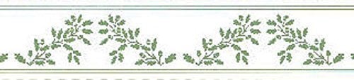 Melody Jane Dolls House Green on White Acorns Wallpaper Border William Morris