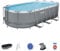 BESTWAY 56710 - Piscina Desmontable Tubular Power Steel Oval 549x274x122 cm Depuradora de cartucho de 5.678 litros/hora Con Cobertor y Escalera