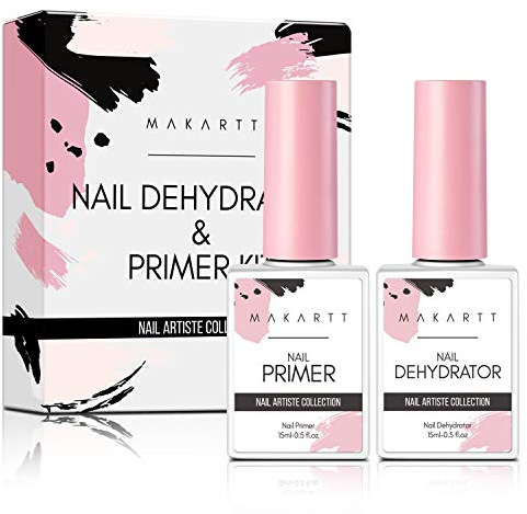 Makartt Nail Dehydrator and Nail Primer for Nail Prepping, Superior Primer for Gel Nail Polish Poly Extension Gel Acrylic Powder 2PSC 15ML