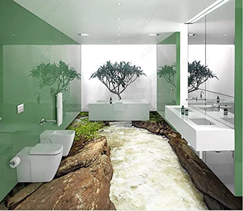 3D Pvc Bodenbelag Benutzerdefinierte Foto Selbstklebende Wasserdichte Boden 3D Wand Zimmer Wandbilder Tapete Felsenfluss-150 * 105Cm