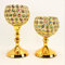 2 edle Kelche aus Metall mit Glas Kristallen dekoriert - Kerzenhalter, Kerzenständer (Multicolor)