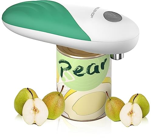 HAUSHOF Electric Can Opener, Automatic Tin Opener with One Touch Switch, Hands-Free and Smooth Edge Battery Tin Openers for The Elderly and Arthritic, Green