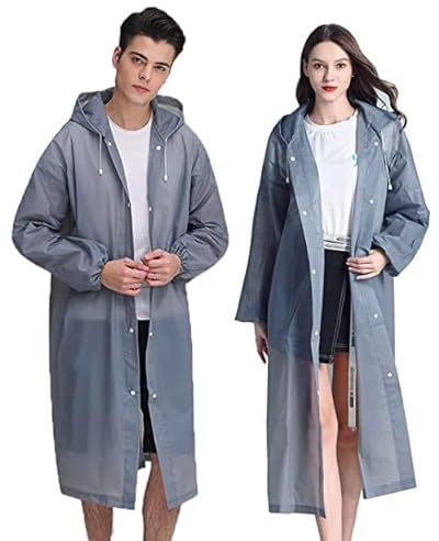 YANKUIRUI 2 Stück Regenjacken Wiederverwendbar Regenponcho, Unisex Eva Regenmantel Poncho Regenbekleidung Regenschutz Regen Zubehör für Wandern Camping Radfahren Reisen