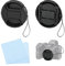 Lot de 2 Capuchons D'objectif 55 mm avec Chiffon de Nettoyage et Corde pour Nikon Canon Sony DSLR Compatible avec les Objectifs Sony ALC-F55S for Nikon D5600 D3500 et Autres Objectifs à Filetage 55 mm