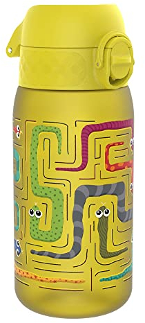 Ion8 Gourde Enfant, 350ml, Anti-Fuite, Facile à Ouvrir, Verrouillage Sécurisé, Lavable en Lave-Vaisselle, Sans BPA, Poignée de Transport, Facile à Nettoyer, Carbone Neutre, Motif Serpents