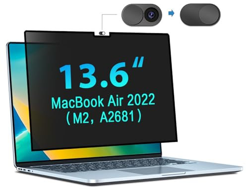 STARY Sichtschutzfolie für Macbook Air 13,6 Zoll (2022-2025), M2/M3 Chips, Nano-Kleber Abnehmbarer Blickschutzfilter,Schwarz Sicherheitsschutz,Kompatibel mit MacBook Air 13,6 Zoll Blickschutzfolie