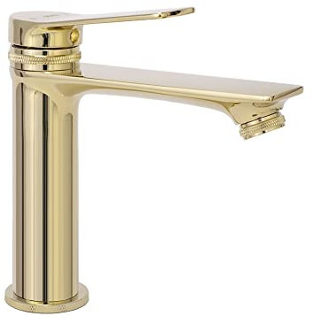 Rea VIRAL GOLD RUBINETTO LAVABO BASSO Miscelatore da bagno in ottone Rubinetto monocomando regolabile caldo e freddo (Oro)