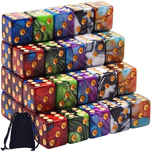 SIQUK 50 Stück Würfel Set 16mm Würfel 6 Seitig Würfel Bunt Würfel DND für Dungeons and Dragons RPG MTG Tischspiele