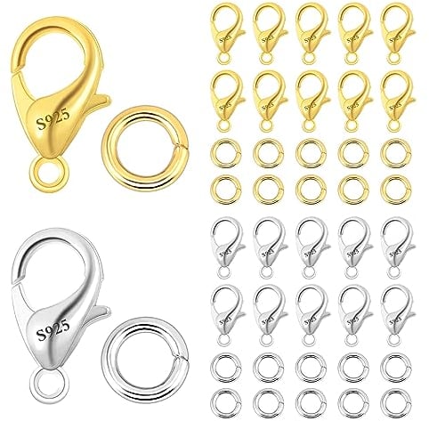 ALEXCRAFT 925 Sterling Silber Kettenverschluss Gold Ketten Verschlüsse Schmuck Armband Verschluss für DIY Schmuckherstellung 40 Stück