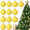 12 Stück 6,1 cm gelbe Weihnachtskugeln Christbaumschmuck Weihnachtsbaum-Anhänger Xmas Glänzende Kugeln Set für Weihnachtsbaum Hängende Kranz Girlande Dekorationen (Gelb)