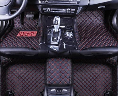 Die Autofussmatte Für Dodge Für Grand Für Caravan 2008-2020 7 Sitz Auto Fußmatten Auto Teppiche Schutz Pad Teppiche Innen Teile Teppich(Schwarz Rot)