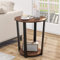 Giantex Table d'Appoint Ronde à 2 Niveaux, Bout de Canapé Ronde Guéridon, Style Moderne, Cadre en Métal, Étagère Ouverte, Table de Chevet pour Salon, Chambre, Petit Espace (Noyer)
