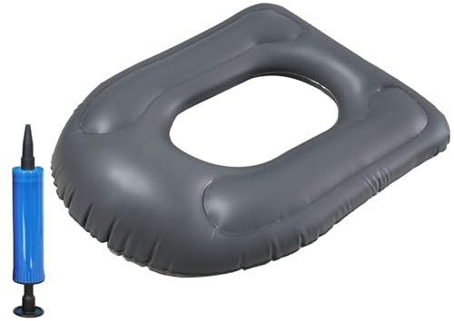 Wenrecu Inflatable Toilet Seat Cushion, Inflatable Cushion with Suction Cup, Washable Thicker Seat Cushion for Toilet for Adults, Elderly, Coccyx Pain Relief, 47 x 39 x 8 cm