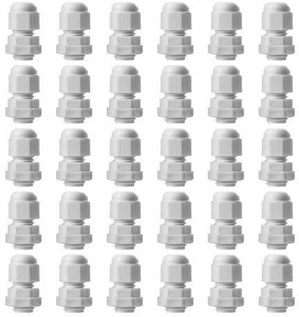 30 raccordi per cavi M12, IP68, impermeabili, passacavi per esterni, scatola di derivazione, scatola di derivazione, in nylon e plastica, colore bianco