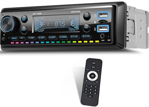 Zomolither Single Din Car Stereo Bluetooth Hands-free MP3 Media Player FM Receiver USB/TF/AUX 7 Color Backlight 1 Din Radio Player